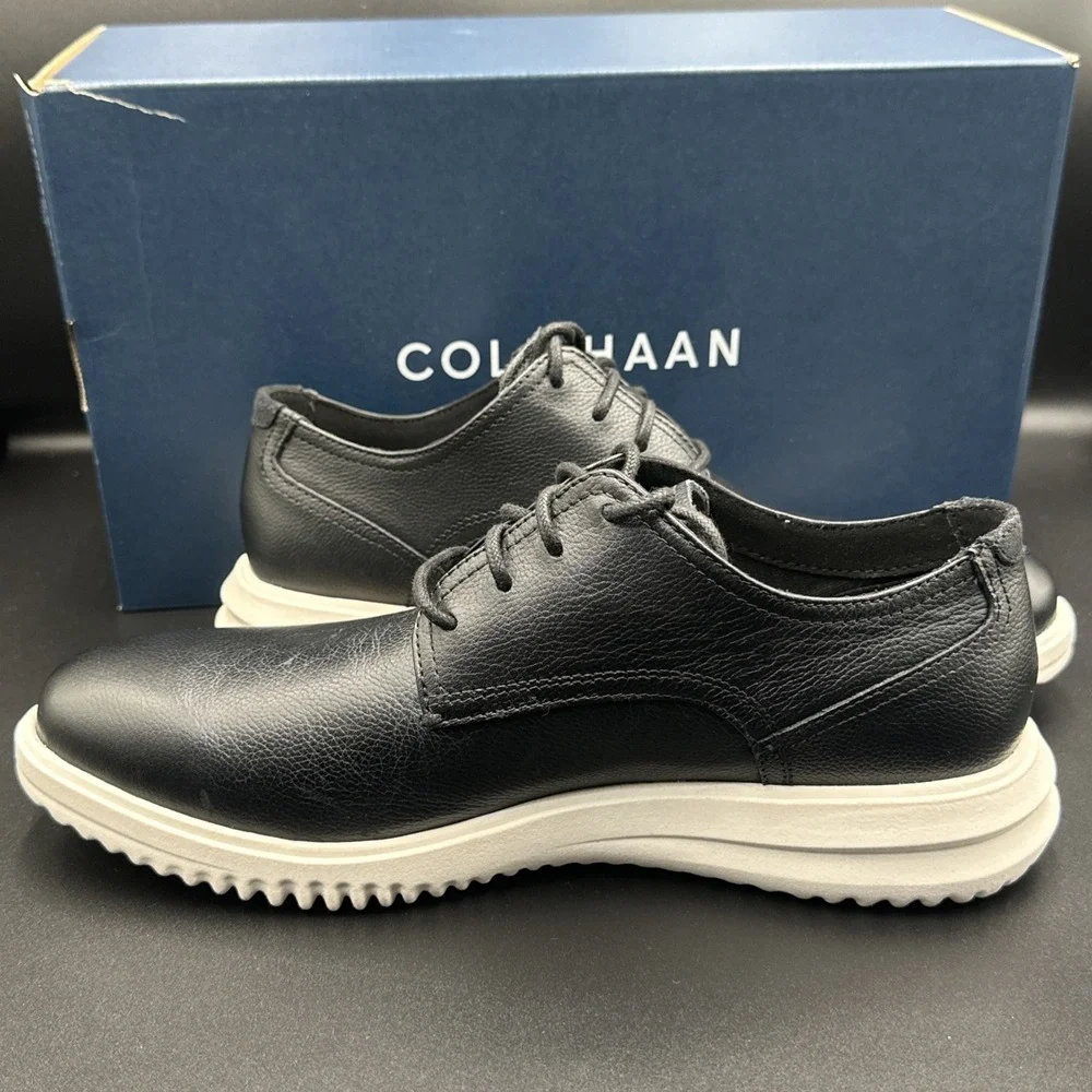 Cole Haan Grand+ Plus Plain Toe Oxford Black Leather Shoes C36934 Men's Sz 8.5 M
